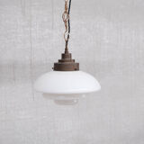 Opaline and brass mid-century pendant light