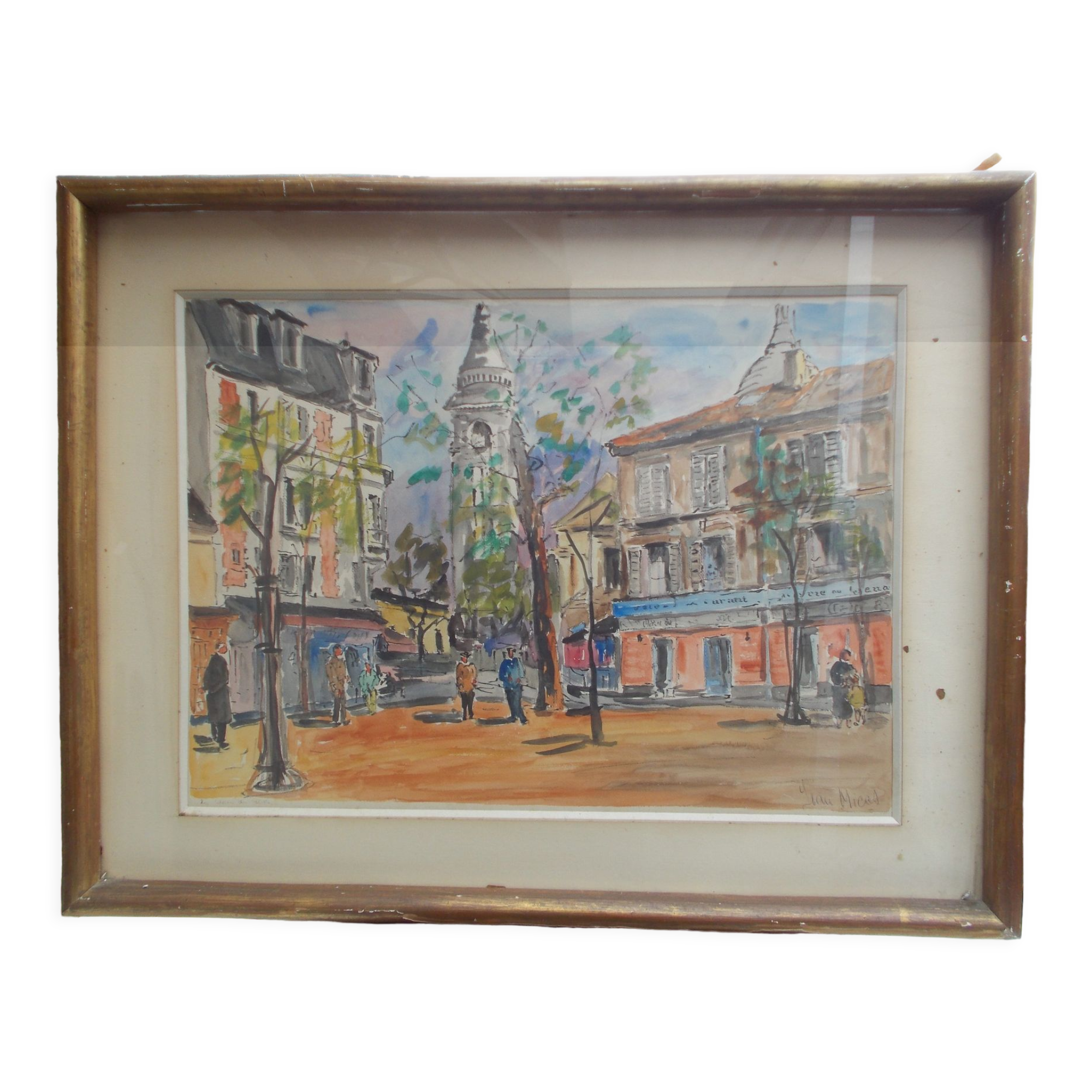 Watercolor painting Paris 1954 Jean Micas