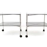 Pair of Postmodern Glass Carts Mod. Biplano by Bruno Munari for Robots, Italy