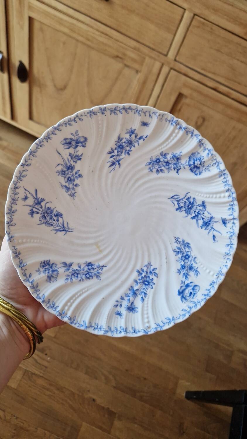 Vintage Sarreguemines porcelain dessert plate with flowers