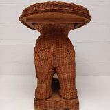 Vintage wicker and rattan elephant table 1970