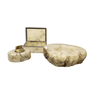 1960s Stunning Alabaster Smoking Set by Romano Bianchi