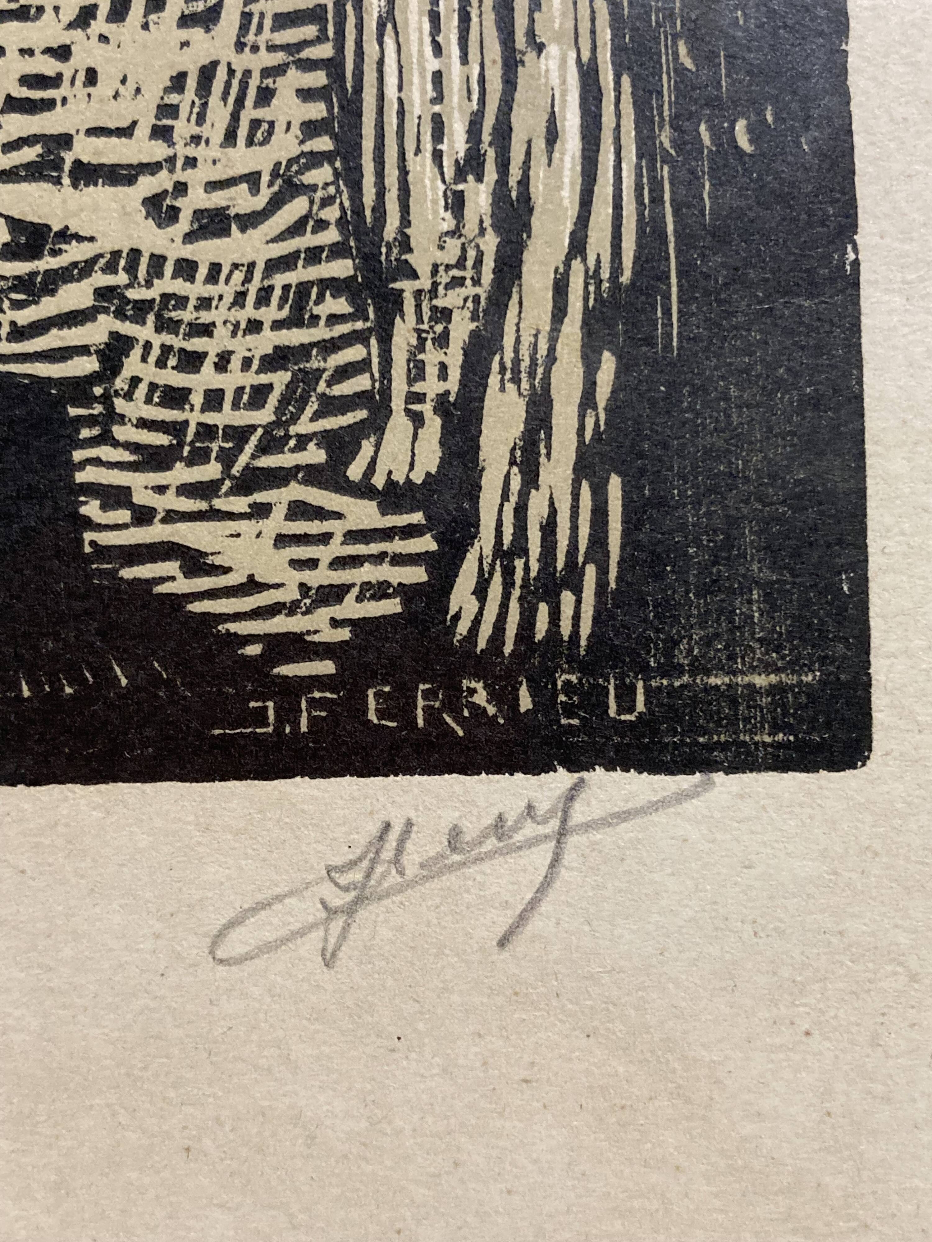 Old illustration of the Cathedral of Rodez, framed.