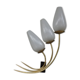 Applique gerbe métal doré 3 feux opalines blanches circa1950
