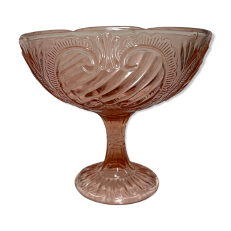 Coupe à fruit en verre rose