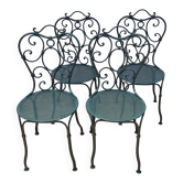 Suite de 4 chaises de jardin en fer forgé 1900
