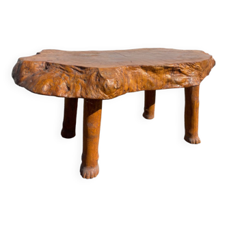 Table basse vintage en bois massif 1950 1960