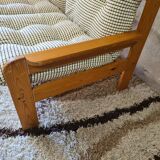 Pine sofa two places 1960 Vintage