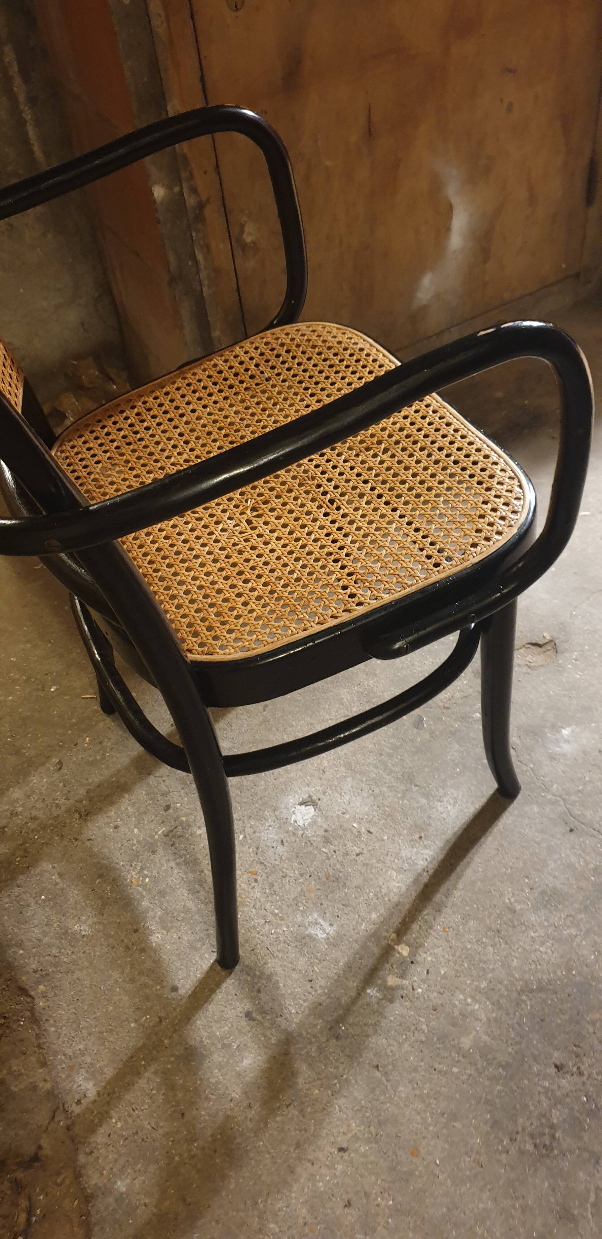 50/60 curved wooden cane armchair