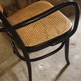 50/60 curved wooden cane armchair