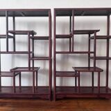Set of 2 Asian wooden shelves