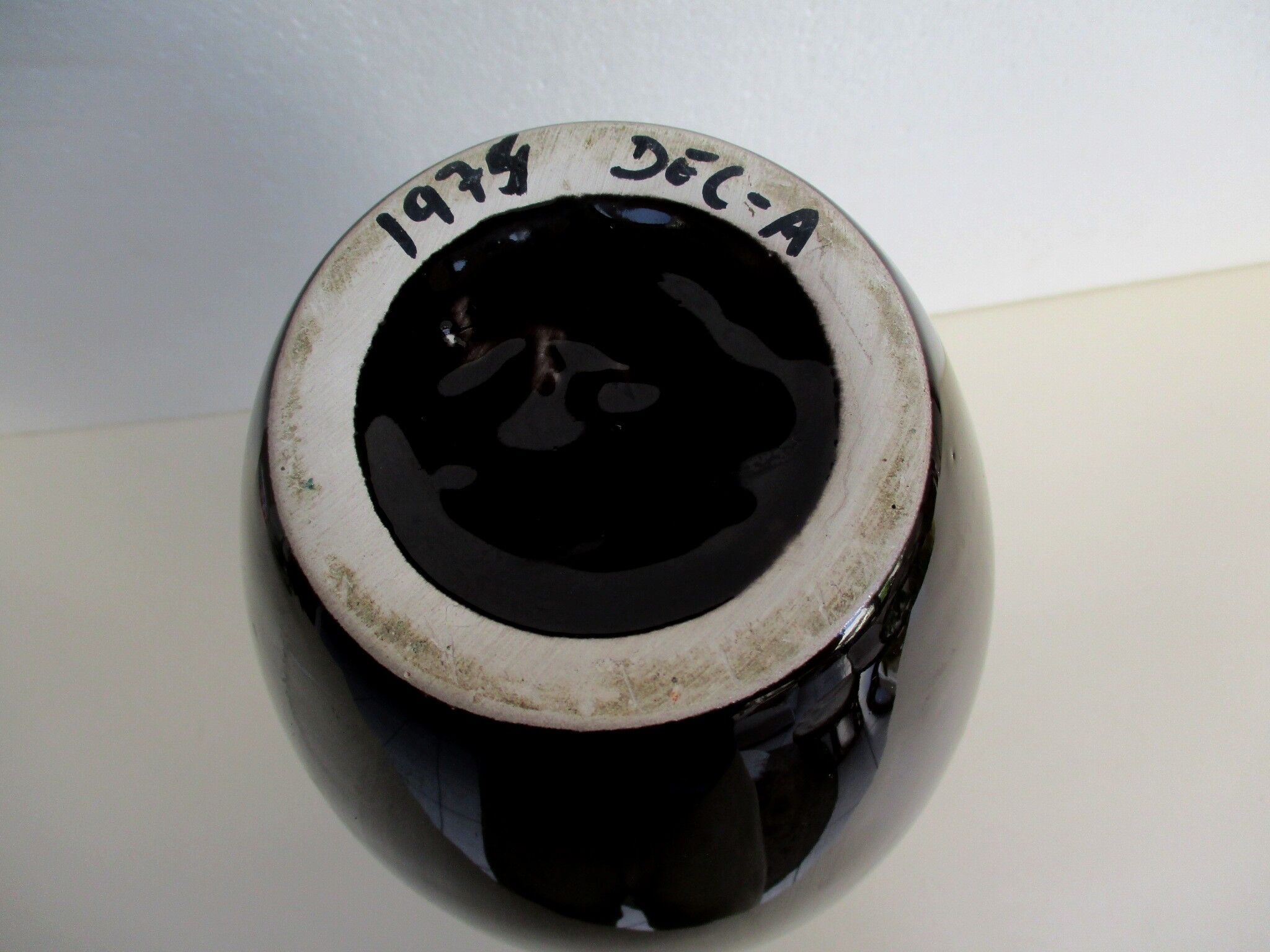 Large black ceramic vase