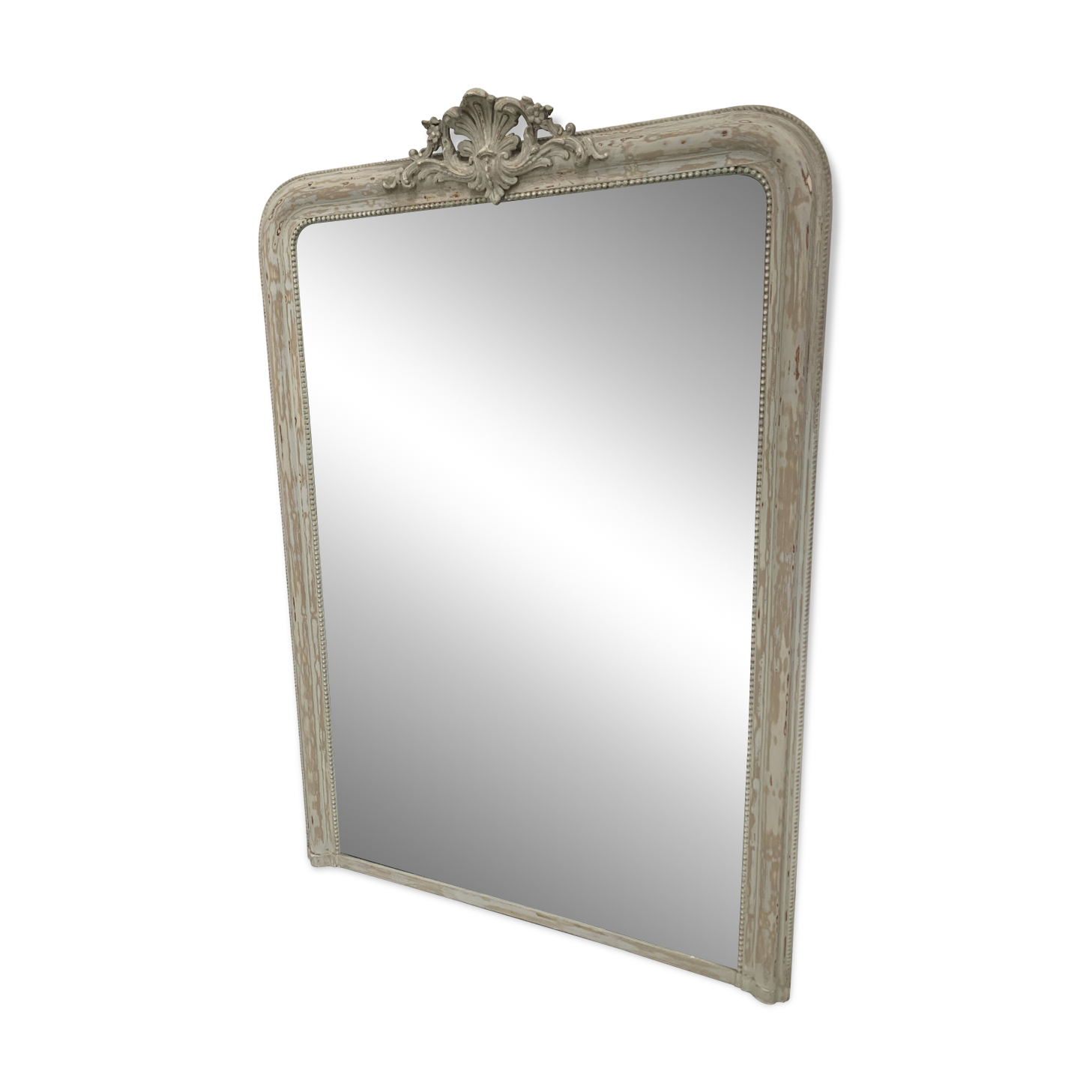 Louis XV style mirror in wood and patinated stucco, 19th century