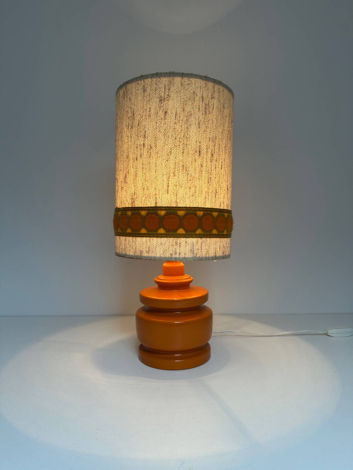 1970s vintage orange ceramic table lamp