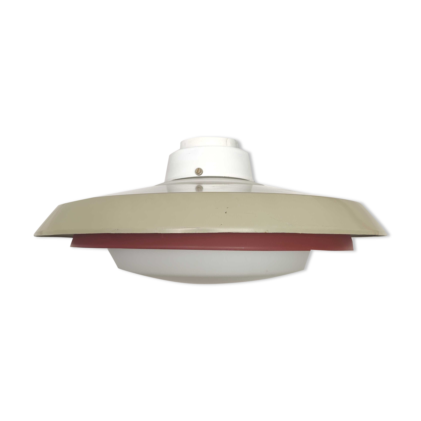 Ceiling lamp opaline glass and metal space age