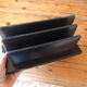Vintage letter holder in black leather relief office accessory
