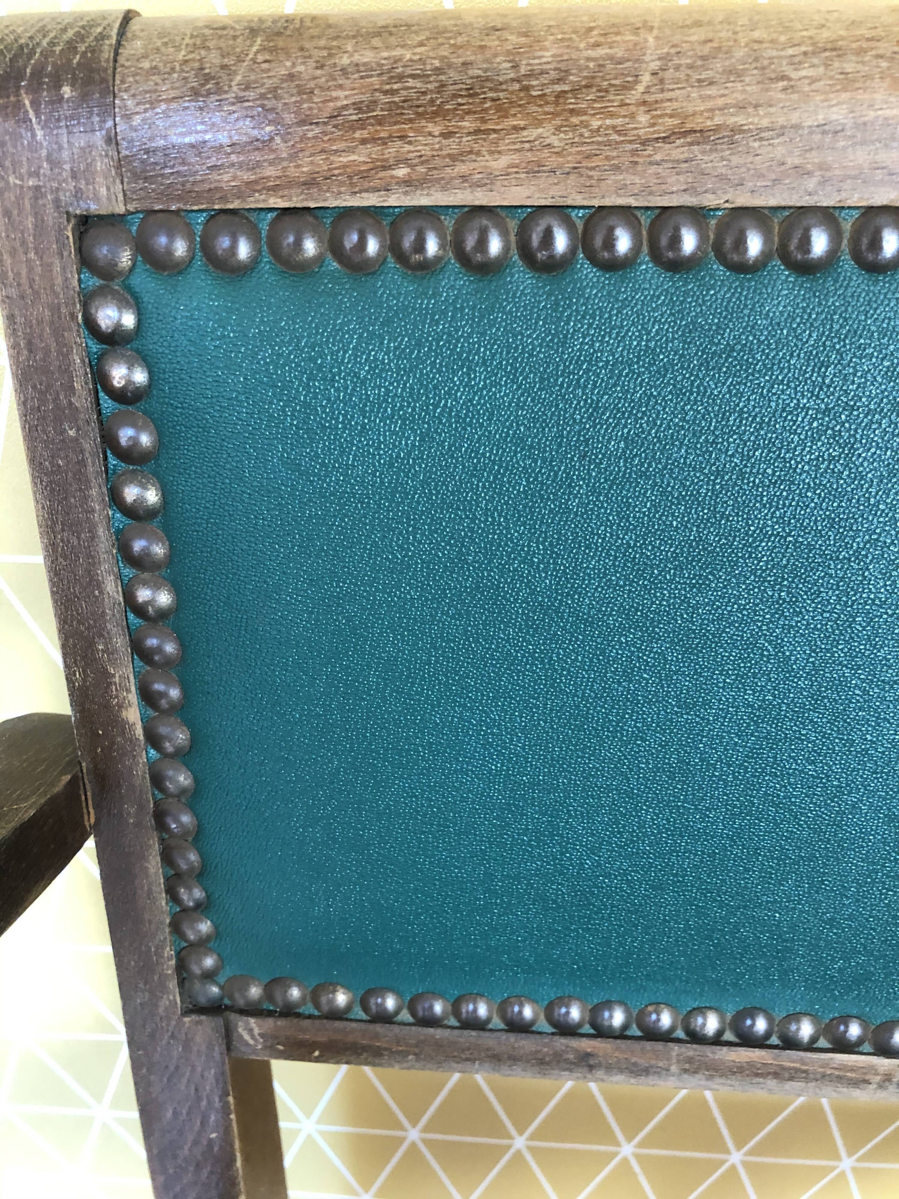 Fauteuil bridge vert années 50