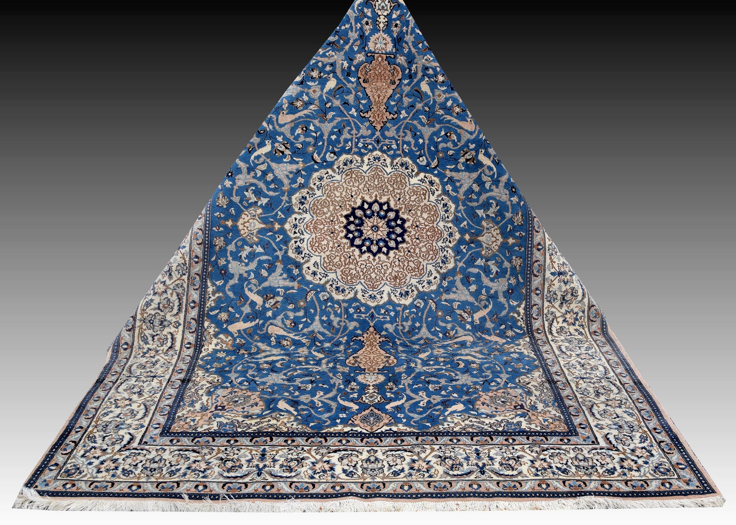 Tapis d'Orient Persan Iran Naïn laine et soie -3.20 X 210 Mètres