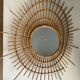 Miroir soleil en rotin 1970 design francais 65x84cm