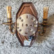 Pair of metal and bronze wall wall light 2 fake candles