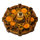 Sputnik wall lamp in brown and orange ceramic, Germany, 1970s.