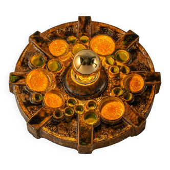Sputnik wall lamp in brown and orange ceramic, Germany, 1970s.