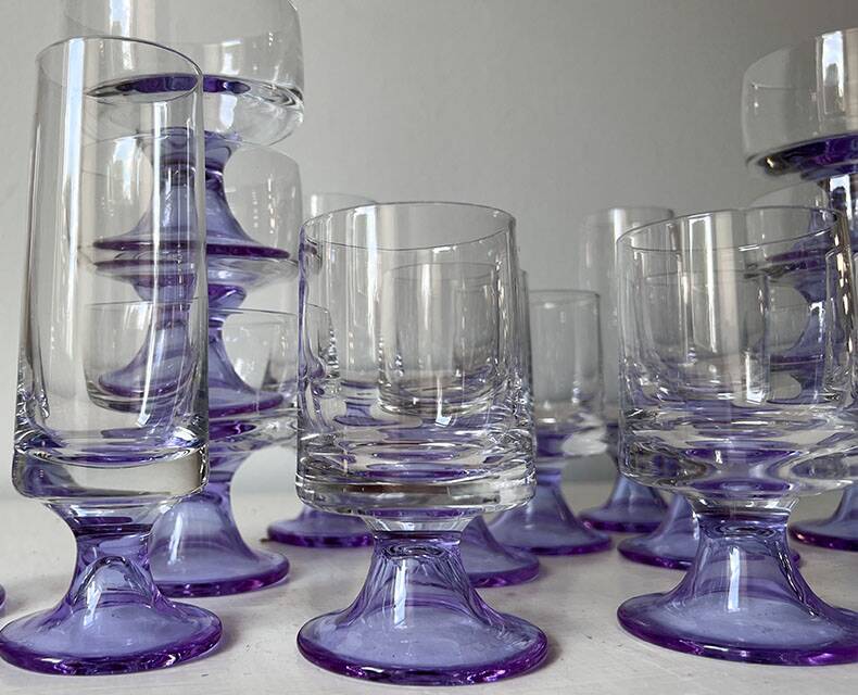 Set of 6 champagne flutes 1970