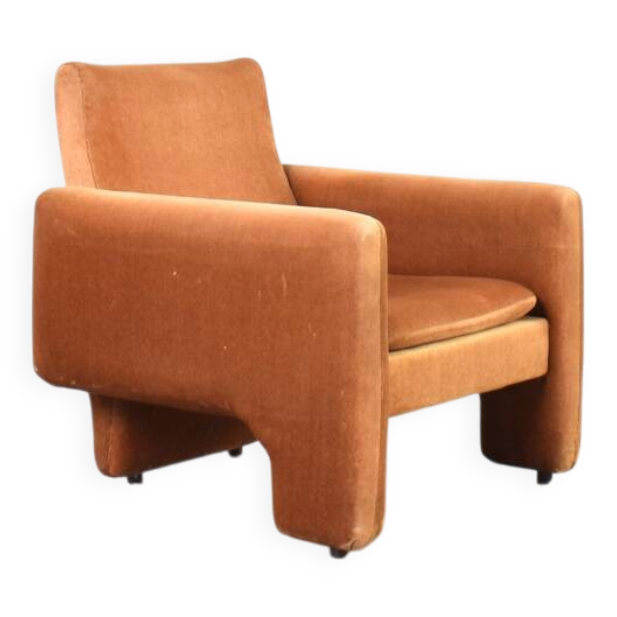 Vintage Italian Lounge Chair in Copper Velvet, 1970s.