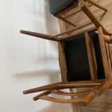Series of 4 wooden & imitation leather chairs