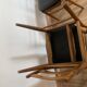 Series of 4 wooden & imitation leather chairs