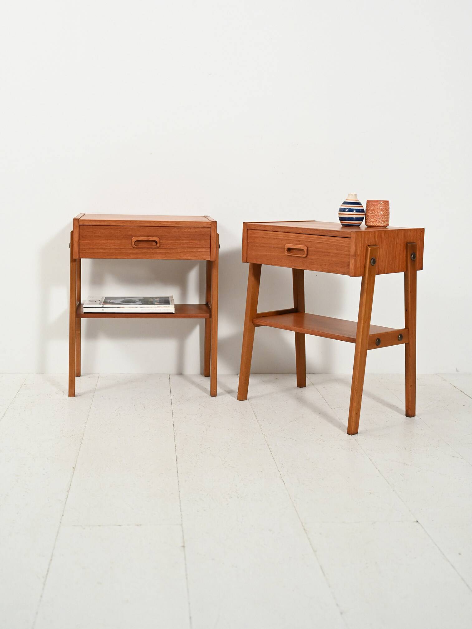 Pair of Scandinavian bedside tables in teak