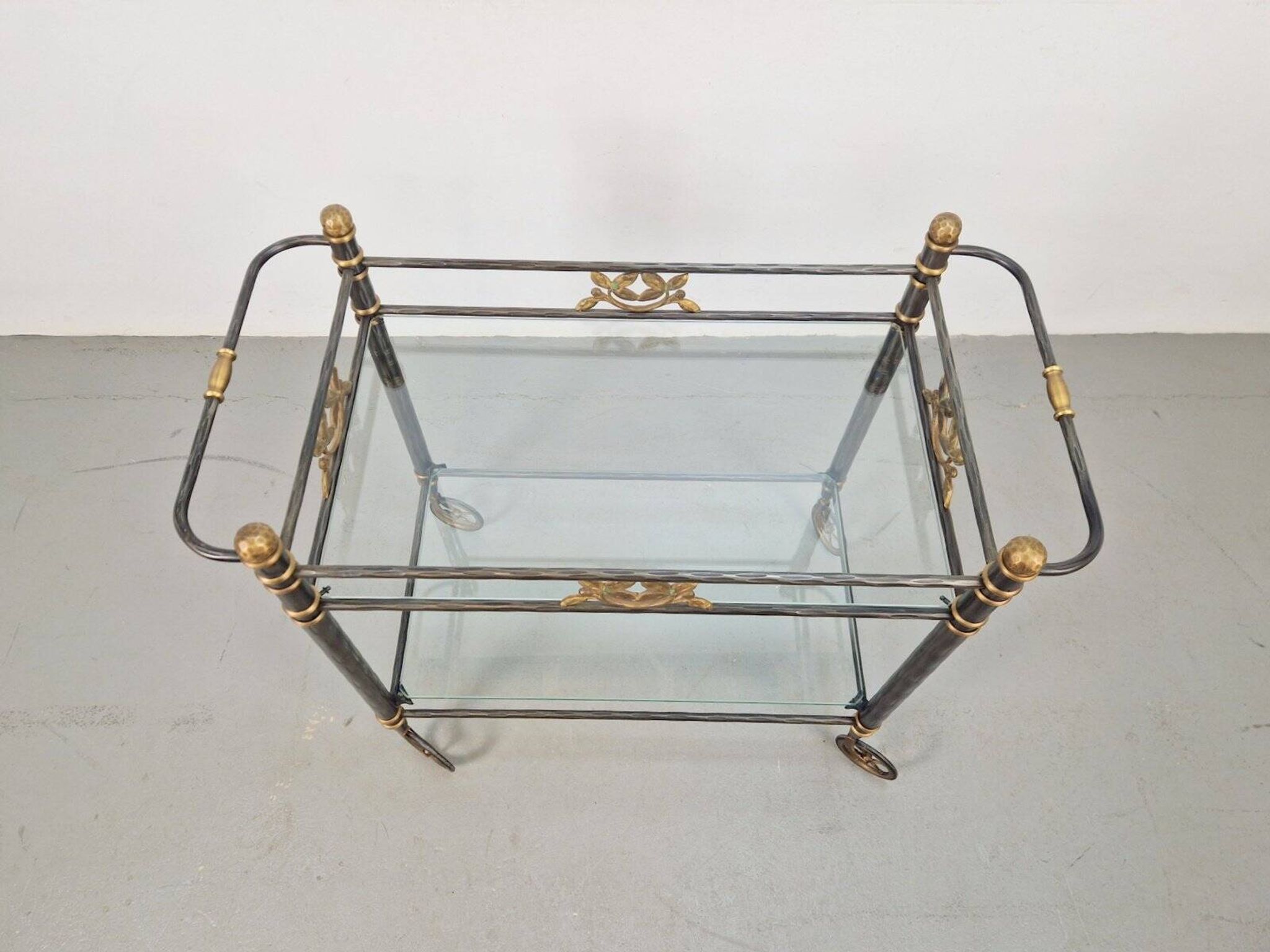 Regency Brass and Glass Serving Trolley, Italy, 1970s