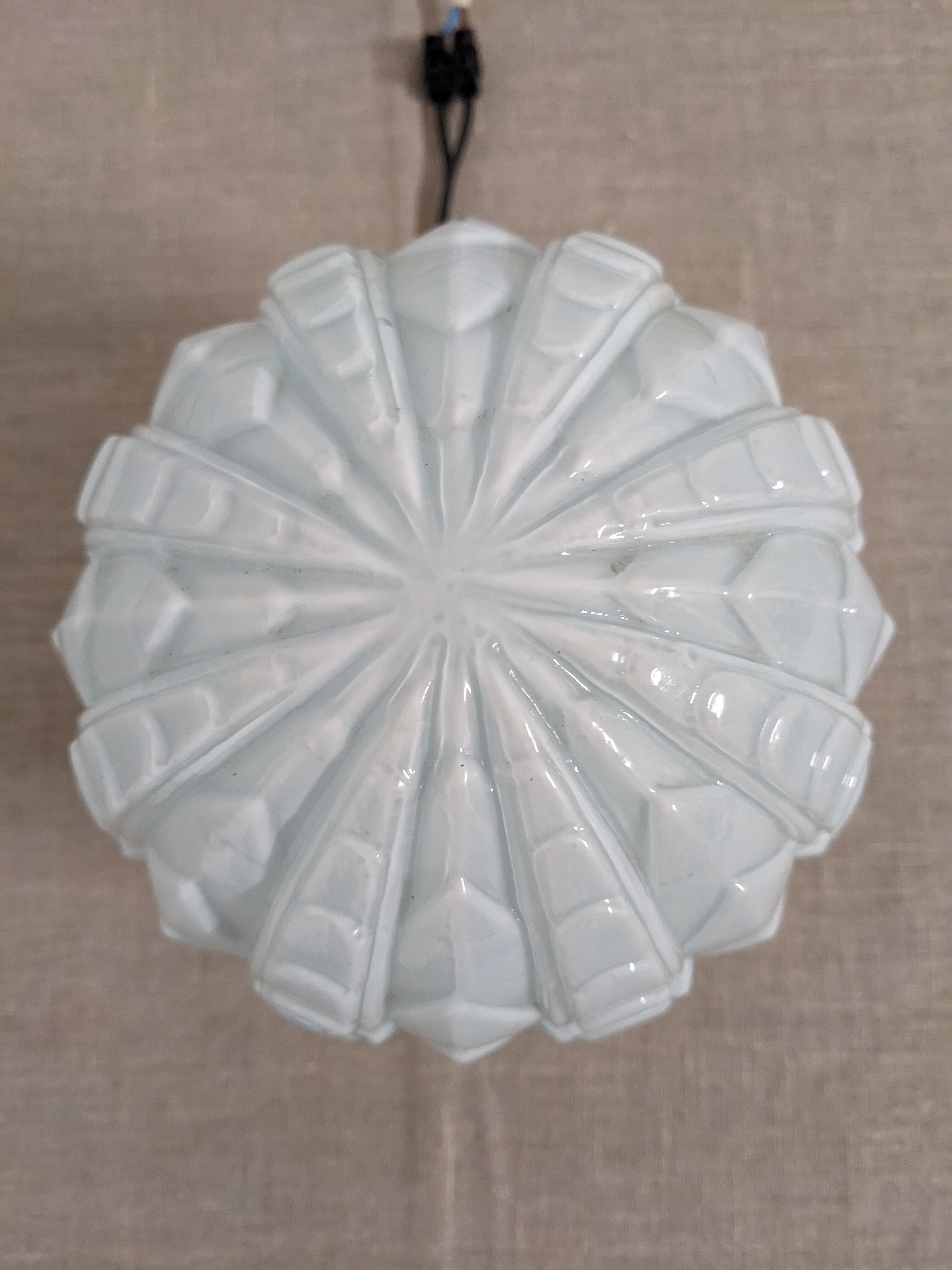 Art Deco ceiling lamp in blue opaline circa 1930