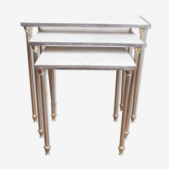 Table gigogne bronze et marbre