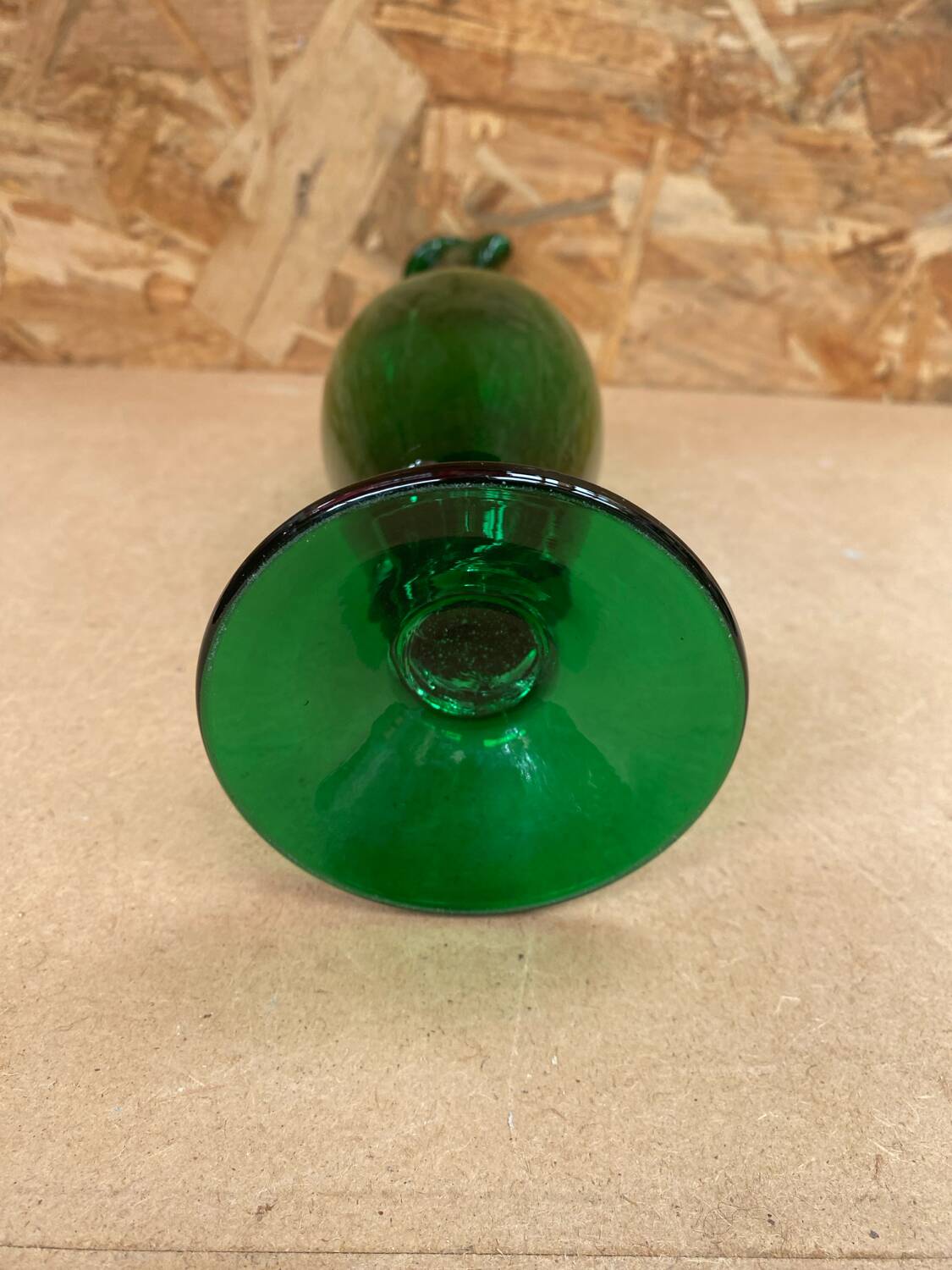 Antique green & clear glass pitcher ewer vintage