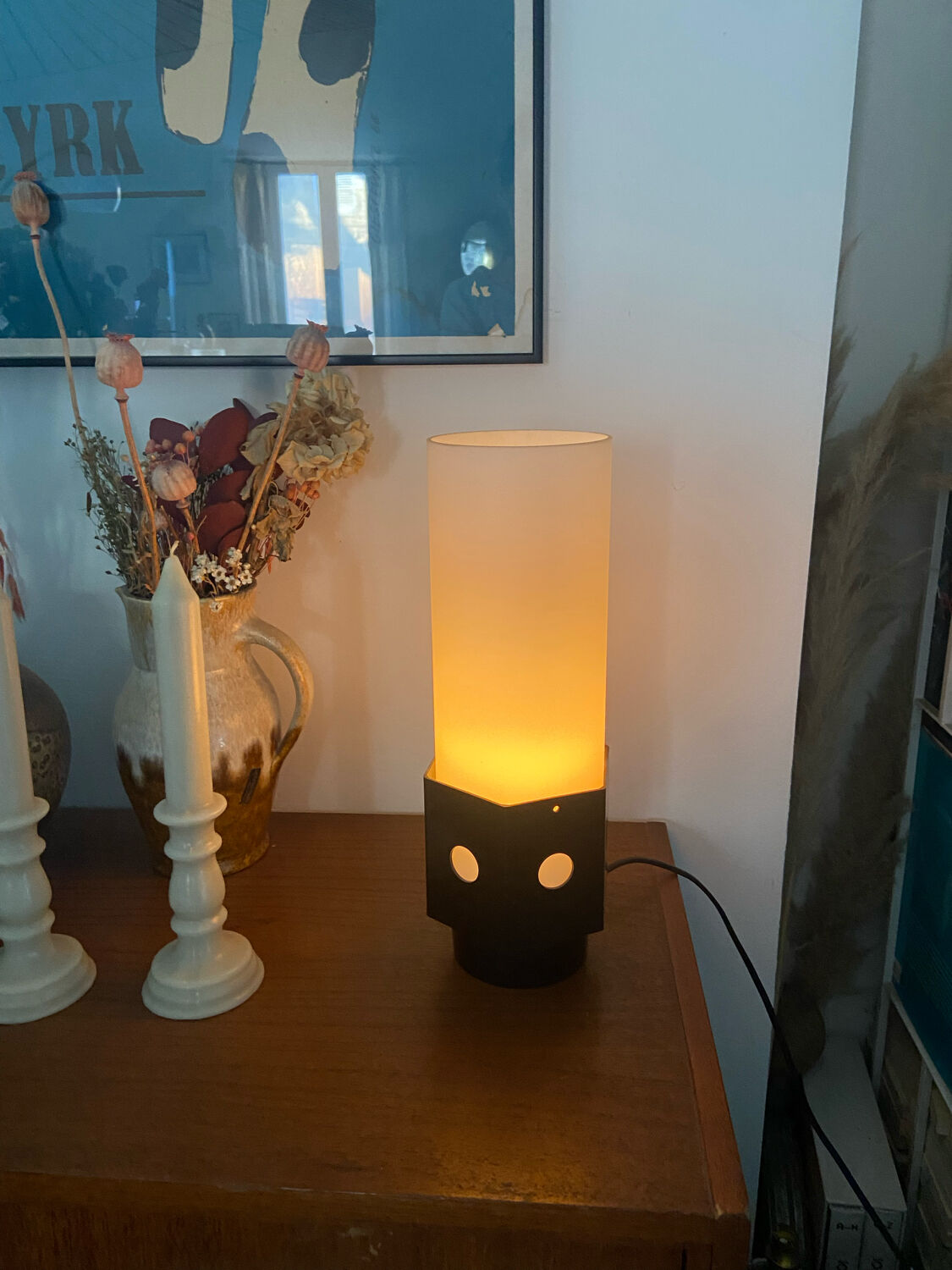 Glass and plastic lamp 70s