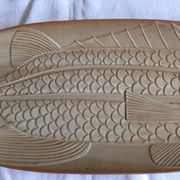 Very large fish dish stamped “Grès CNP Village France”