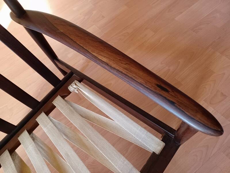 Pair of Danish Grete Jalk armchairs model Poul Jeppesen 56 in rosewood Denmark.