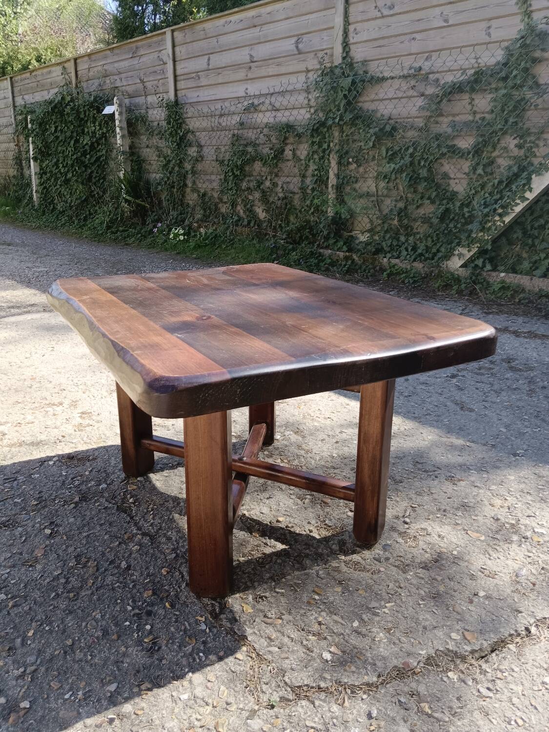 Brutalist coffee table from the 1960s in solid wood.