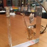 Fractal resin lamp foot with inclusion by pierre giraudon circa 1970