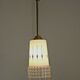 French vintage retro white & clear glass shade & gold metal ceiling light 3599