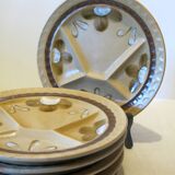 6 assiettes à compartiments Sarreguemines en grès