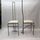Pair of Postmodern High Back Black Metal Side Chairs in Boucle 1980s Vintage 70s
