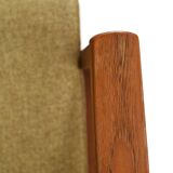 Pair of Danish teak armchairs with green upholstery