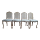Set of 4 dining chairs in white ceruse wood Louis XV style