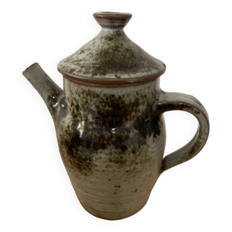 Stoneware coffee pitcher signed atch