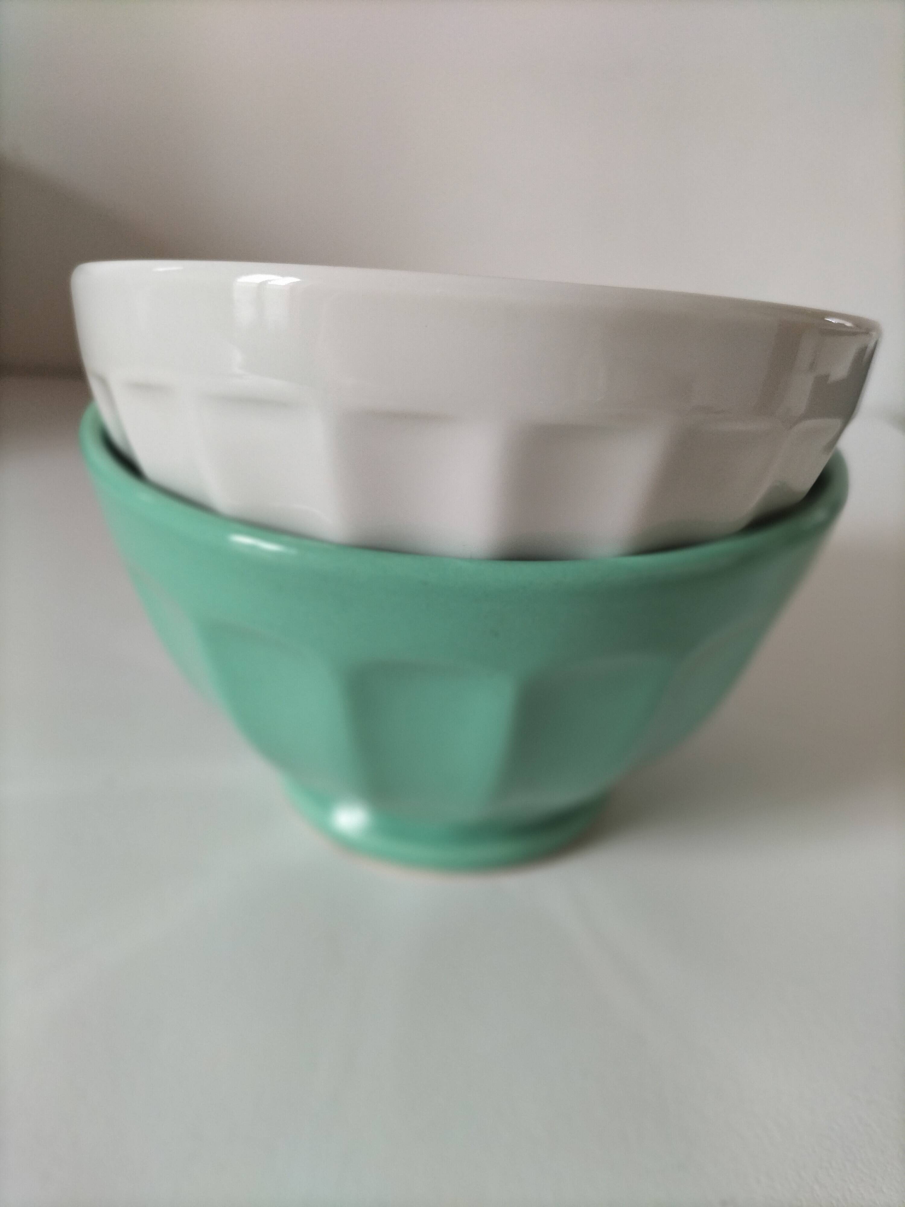 Vintage Faceted Farmhouse Bowl Duo