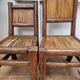 Pair of solid wood and bamboo chairs, brutalist style, 90 cm
