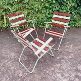 Set of 3 folding garden armchairs