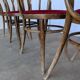 Set of 4 Vintage Bentwood Bistro Chairs, Red Upholstery
